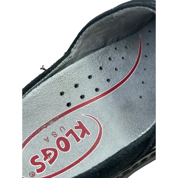 KLOGS Black Floral Leather Clogs Women's 7.5 Slip On Buckle Suede Arch Support - Picture 15 of 16